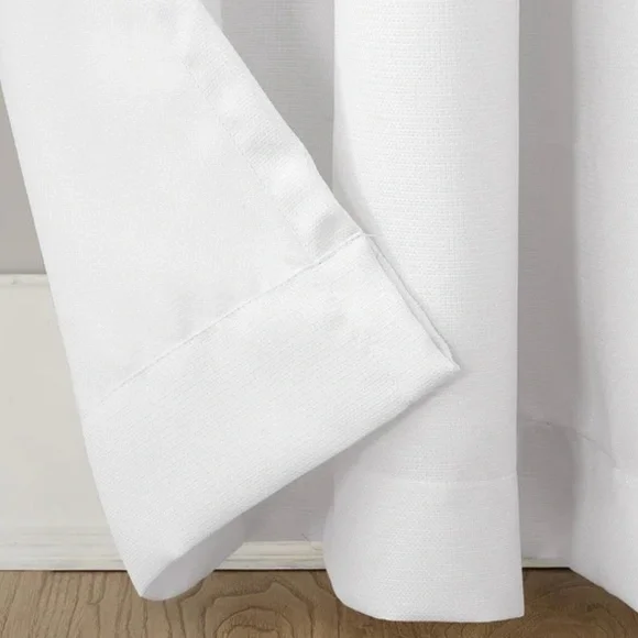 918 Sora Casual Textured Grommet Curtain Panel; 2 Single Panel 40 x 95 White - Picture 2 of 6